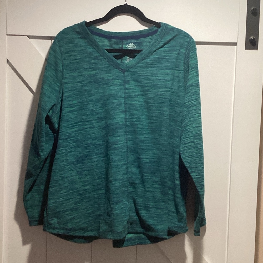 St. John's Bay Teal V-Neck Long Sleeve Shirt